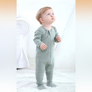 O2 BABY Organic Cotton Zip-Front Sleeper Pajamas, Footed Sleep 'n Play